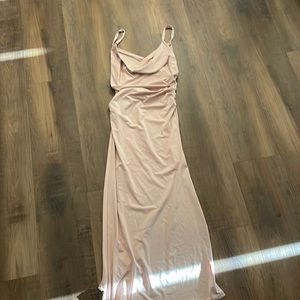 Peachy,pink nude bridesmaid dress